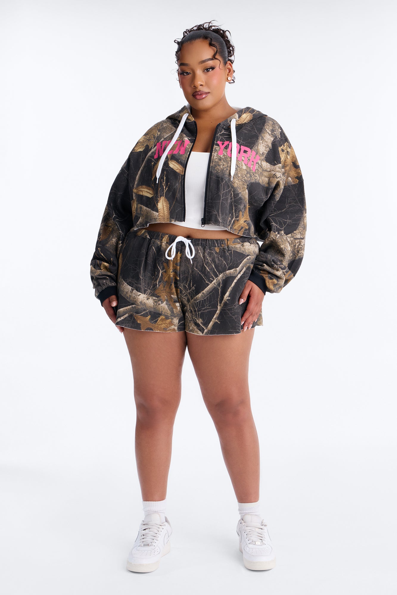 Realtree New York Cropped Zip Up Sweatshirt - Black/combo