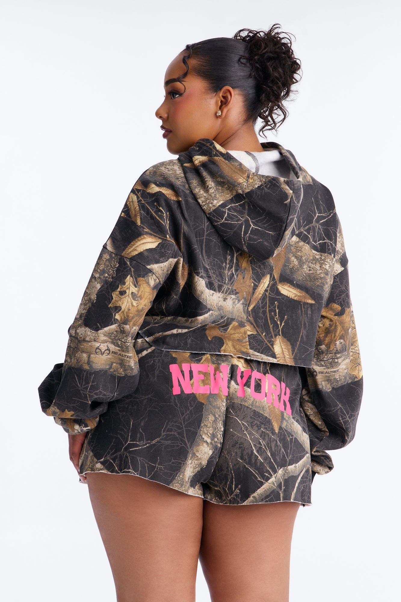 Realtree New York Cropped Zip Up Sweatshirt - Black/combo