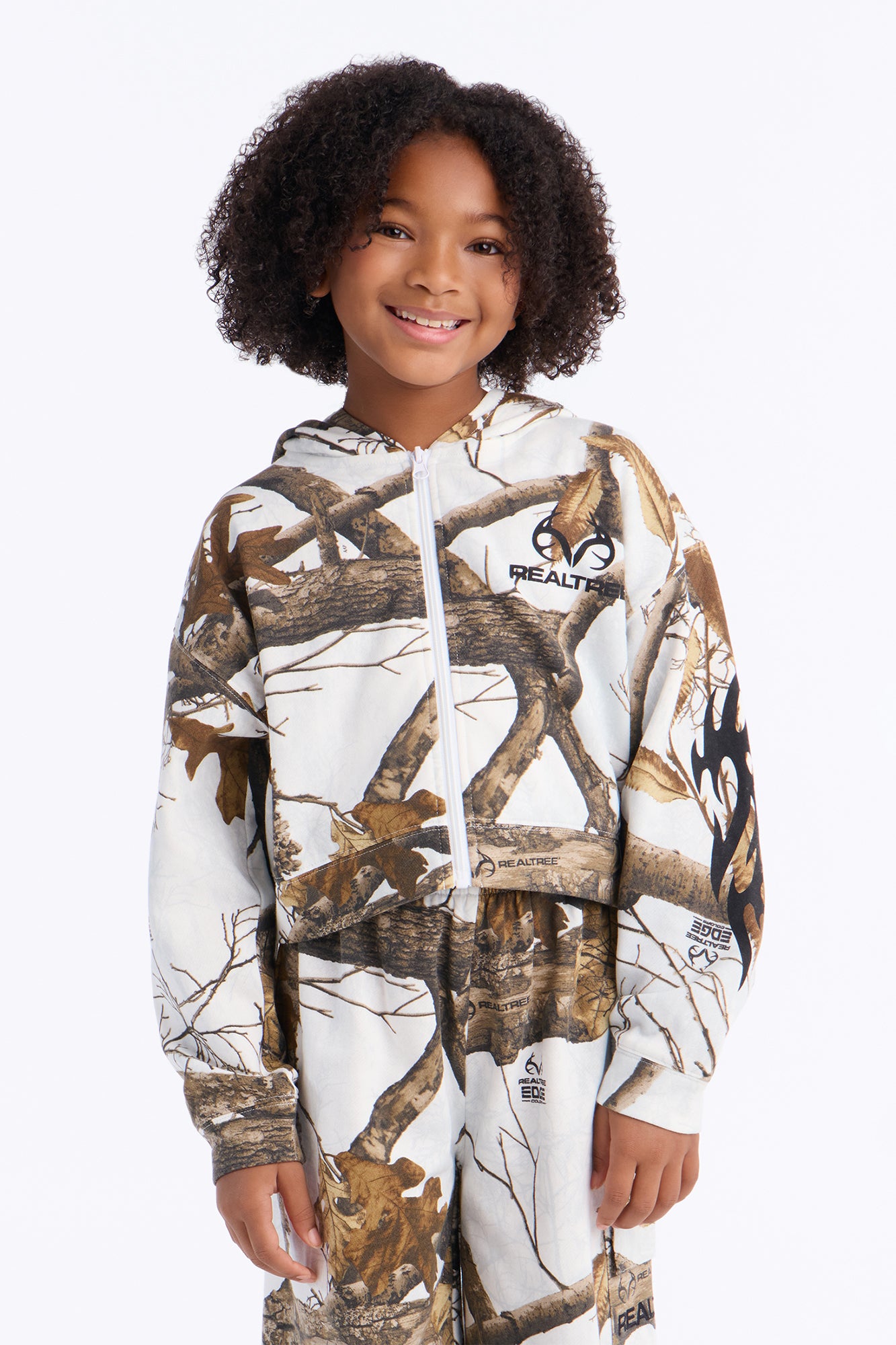 Mini Realtree Zip Up Cropped Sweatshirt - White/combo