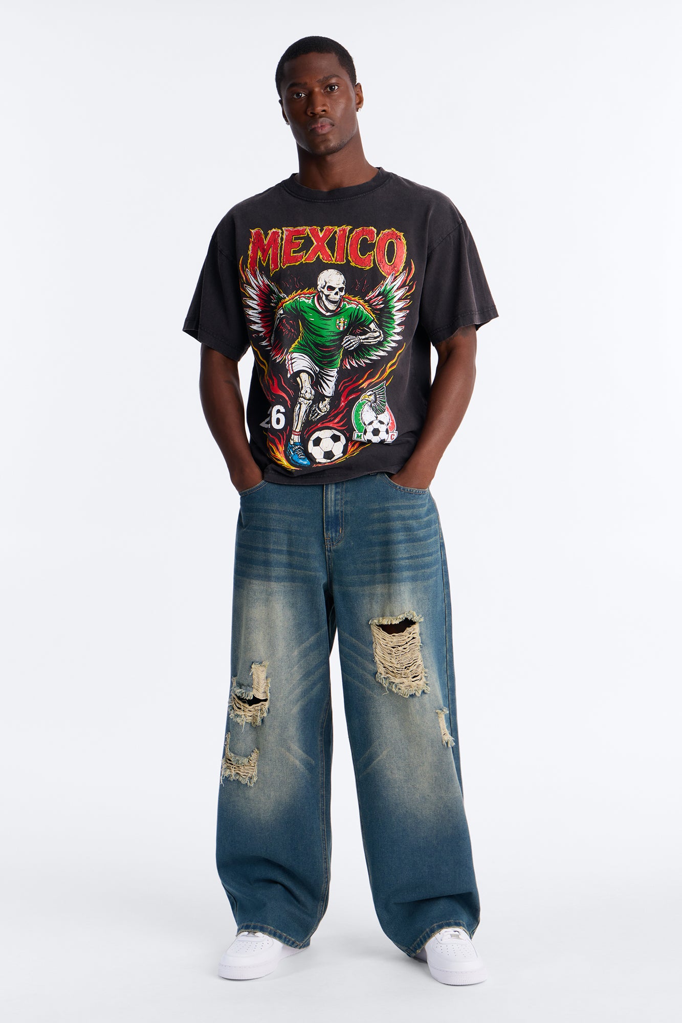 Player Of The Dead Mexico 2026 Vintage Oversized Heavyweight Tee - Black
