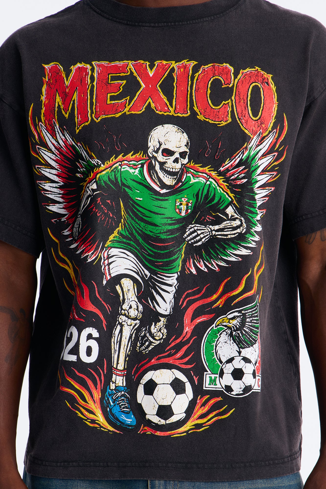 Player Of The Dead Mexico 2026 Vintage Oversized Heavyweight Tee - Black