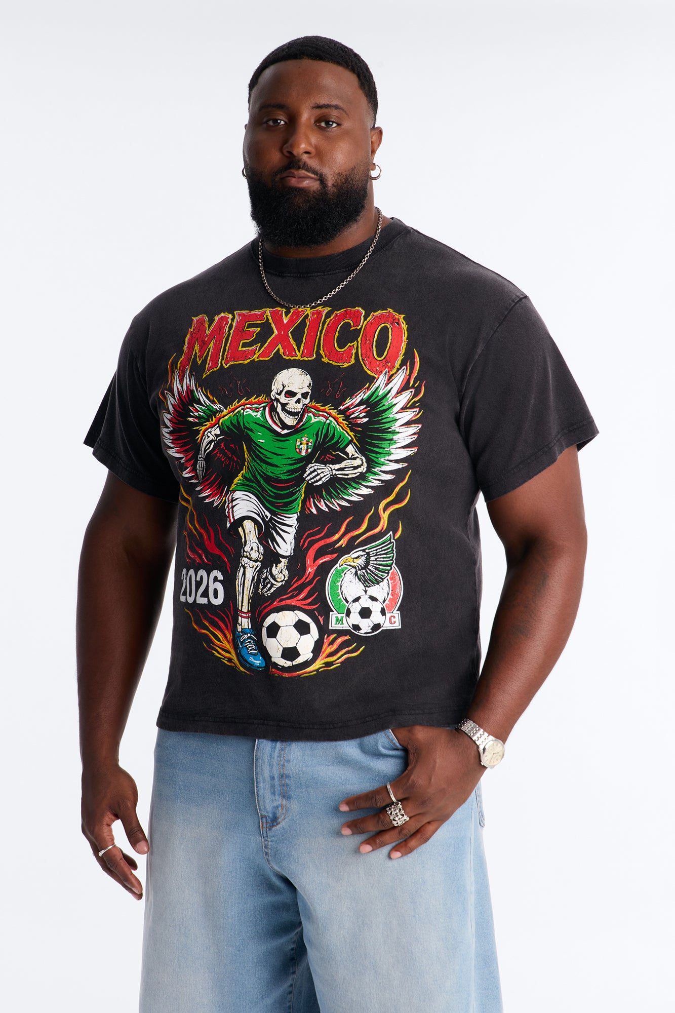 Player Of The Dead Mexico 2026 Vintage Oversized Heavyweight Tee - Black