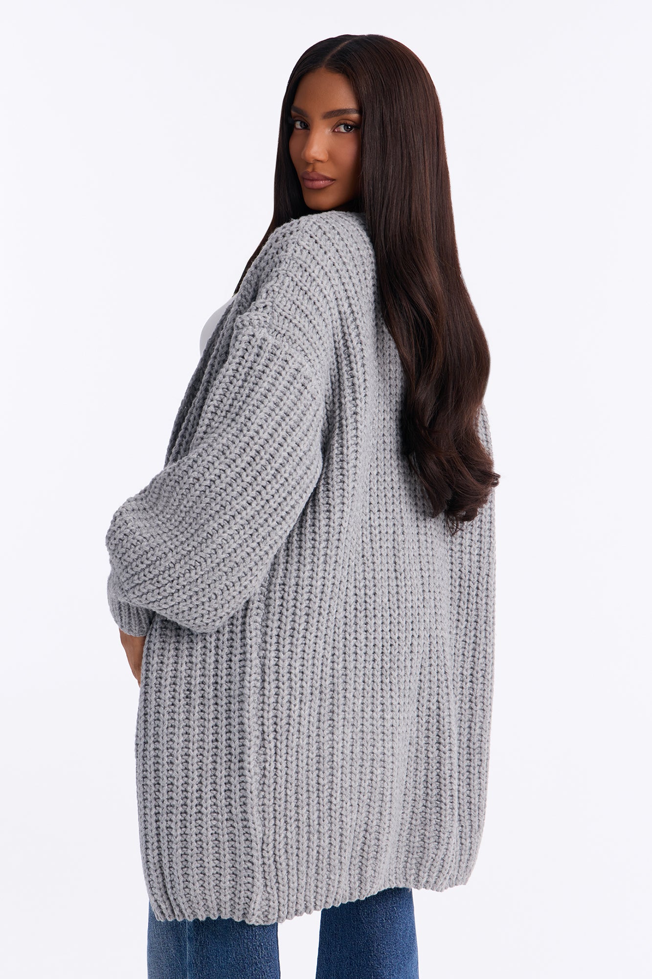 Real Love Open Front Cardigan - Heather Grey