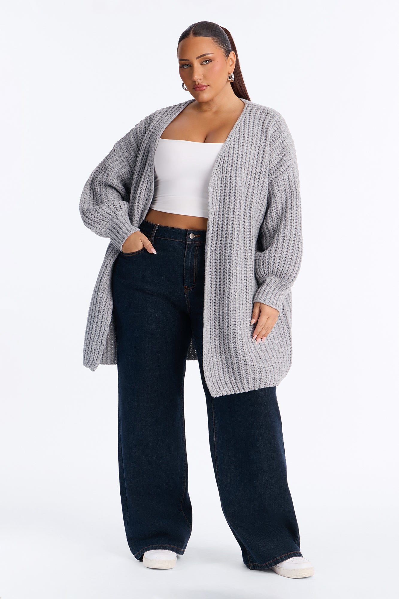 Real Love Open Front Cardigan - Heather Grey