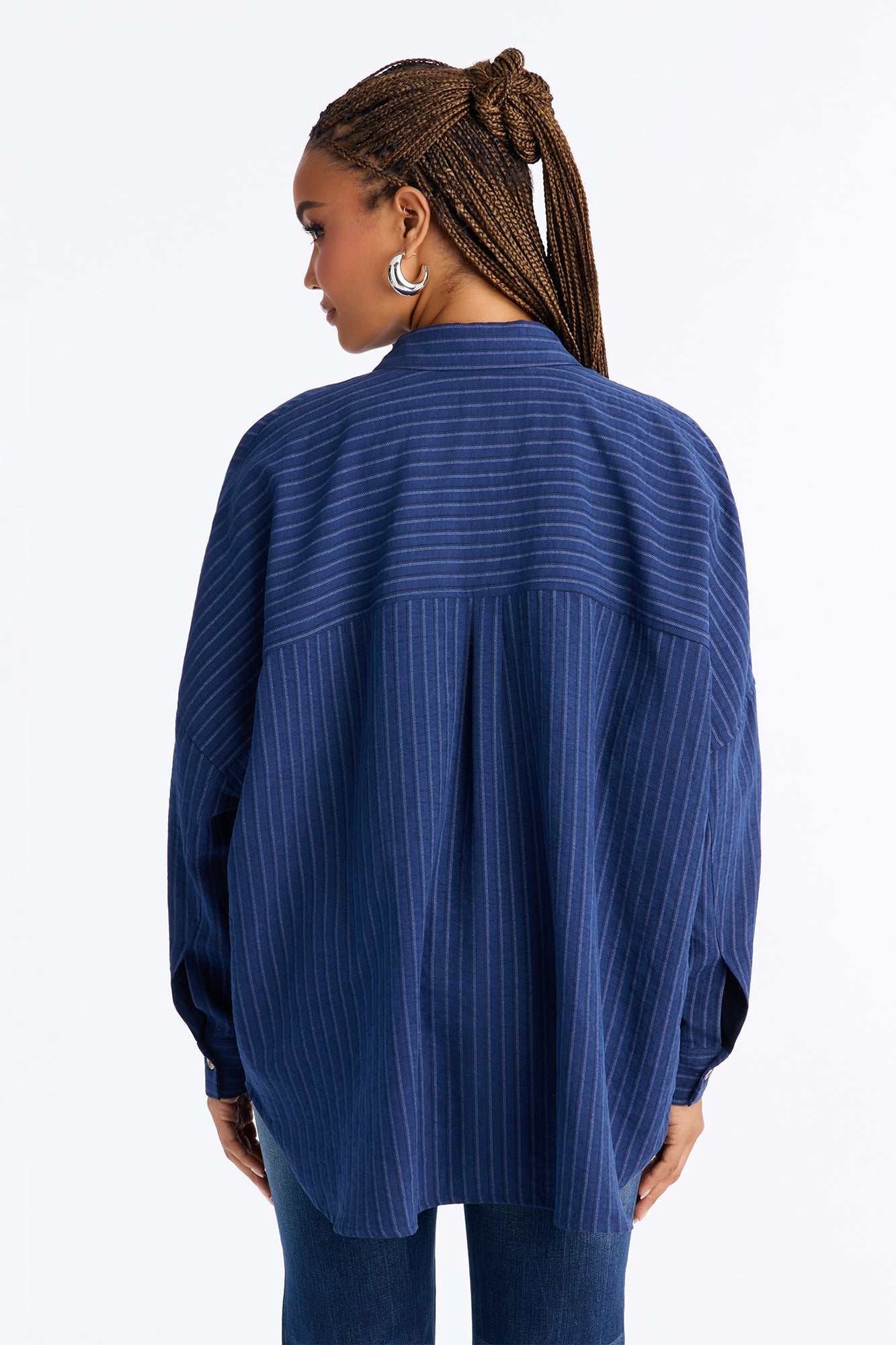 Make My Move Pinstripe Shirt - Navy
