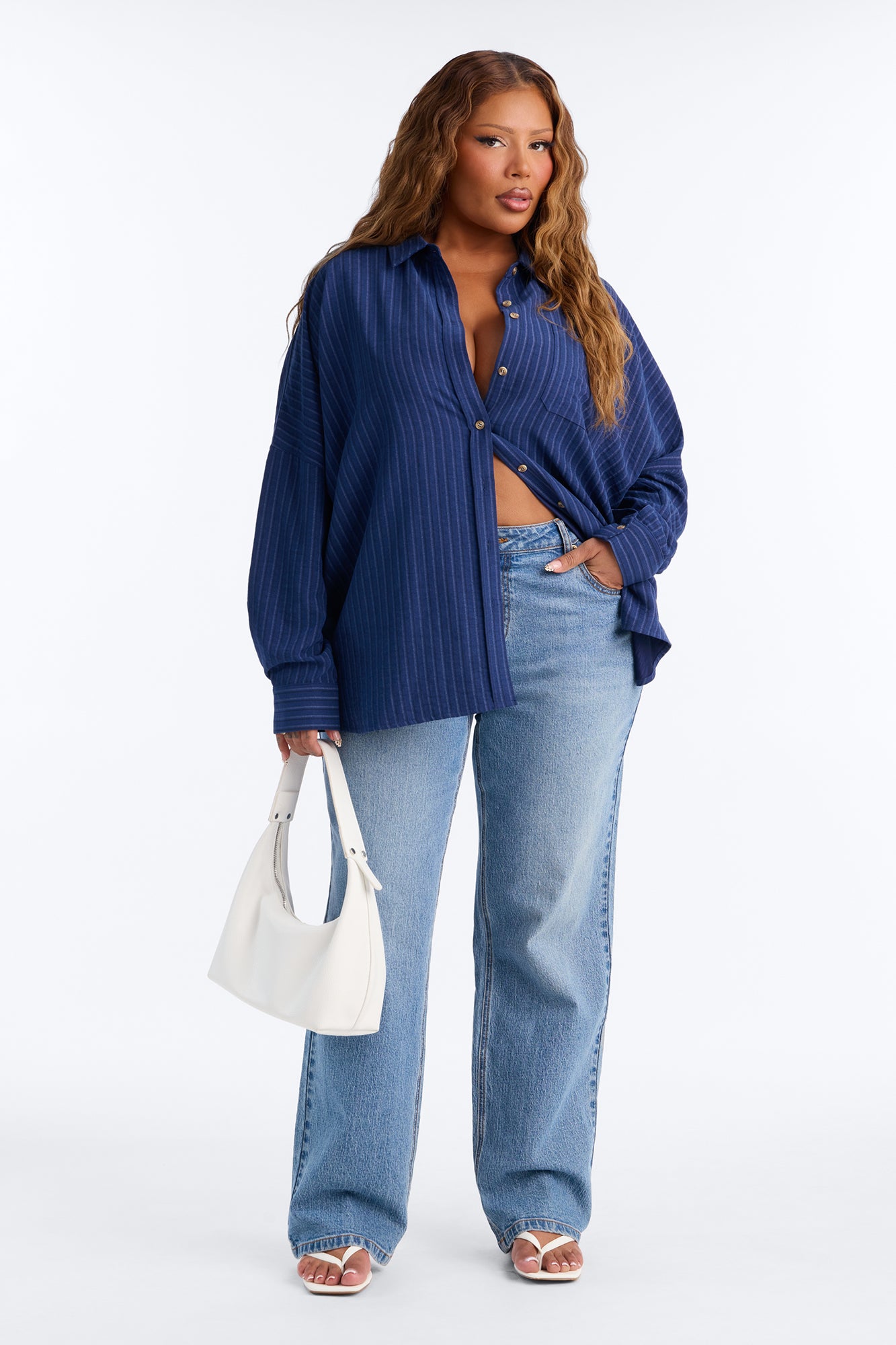 Make My Move Pinstripe Shirt - Navy