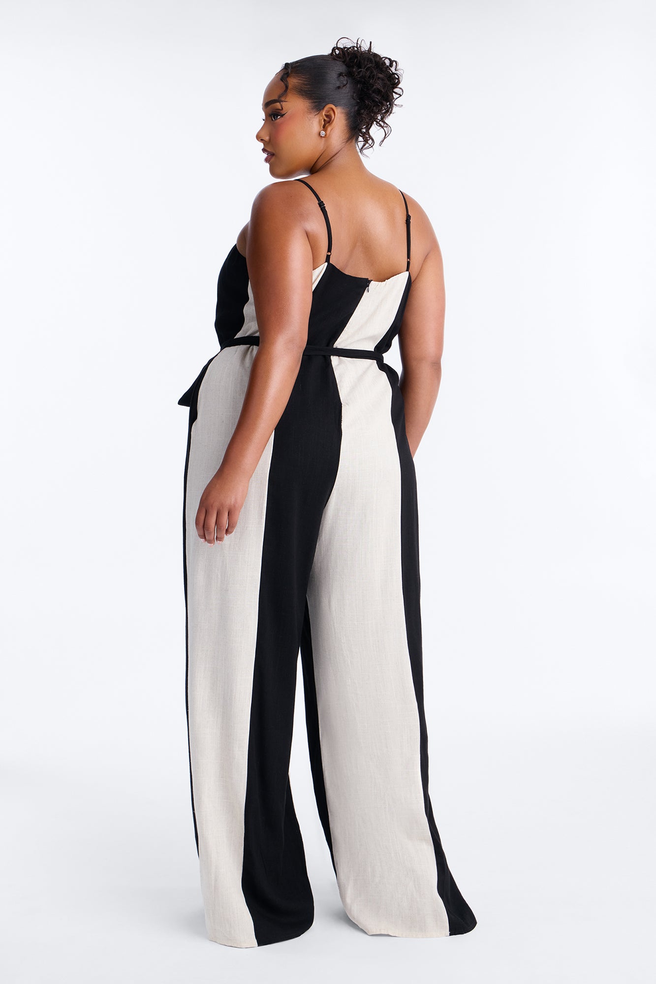 In My Linen Wide Leg Jumpsuit - Black/combo