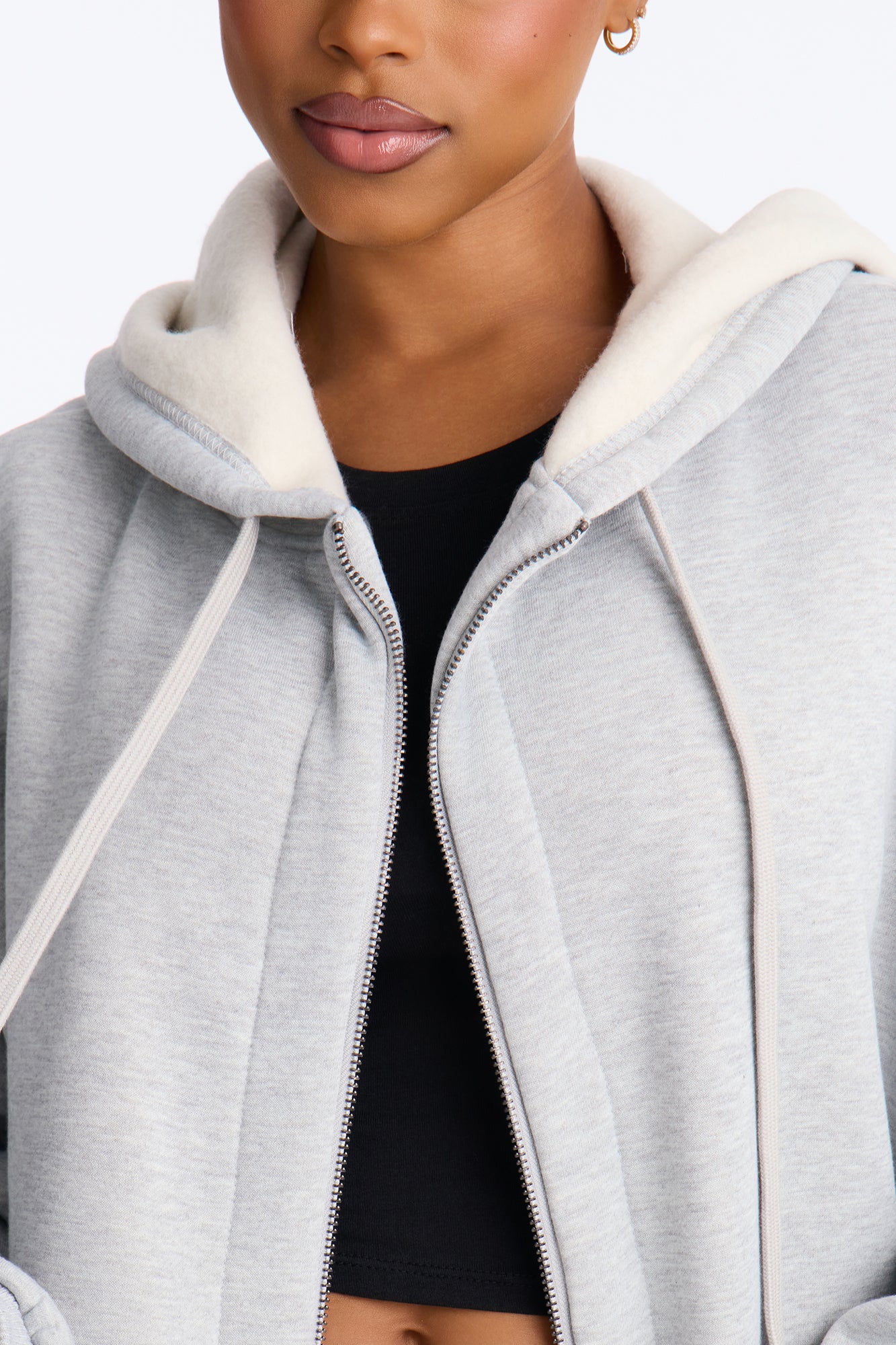Sunday Lounge Fleece Hooded Long Jacket - Heather Grey
