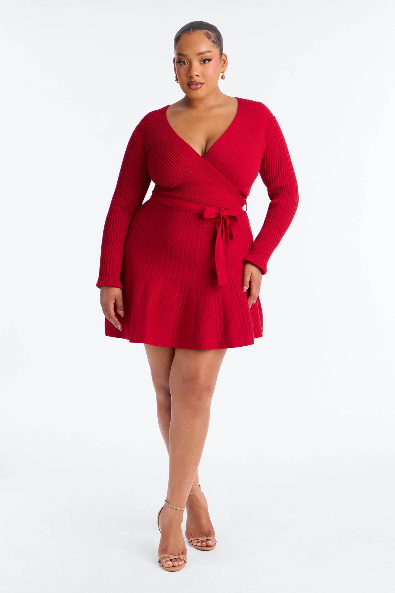 Leona Long Sleeve Sweater Mini Dress - Wine