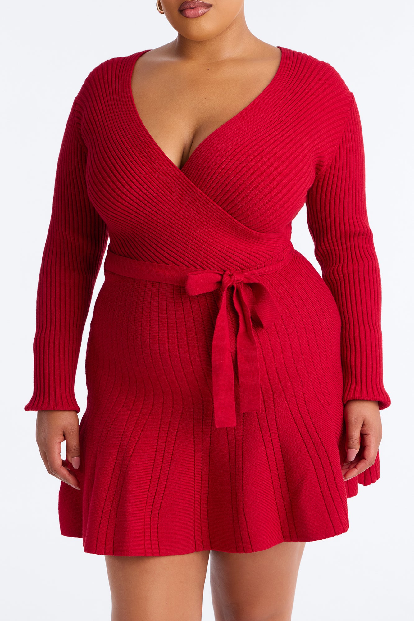 Leona Long Sleeve Sweater Mini Dress - Wine