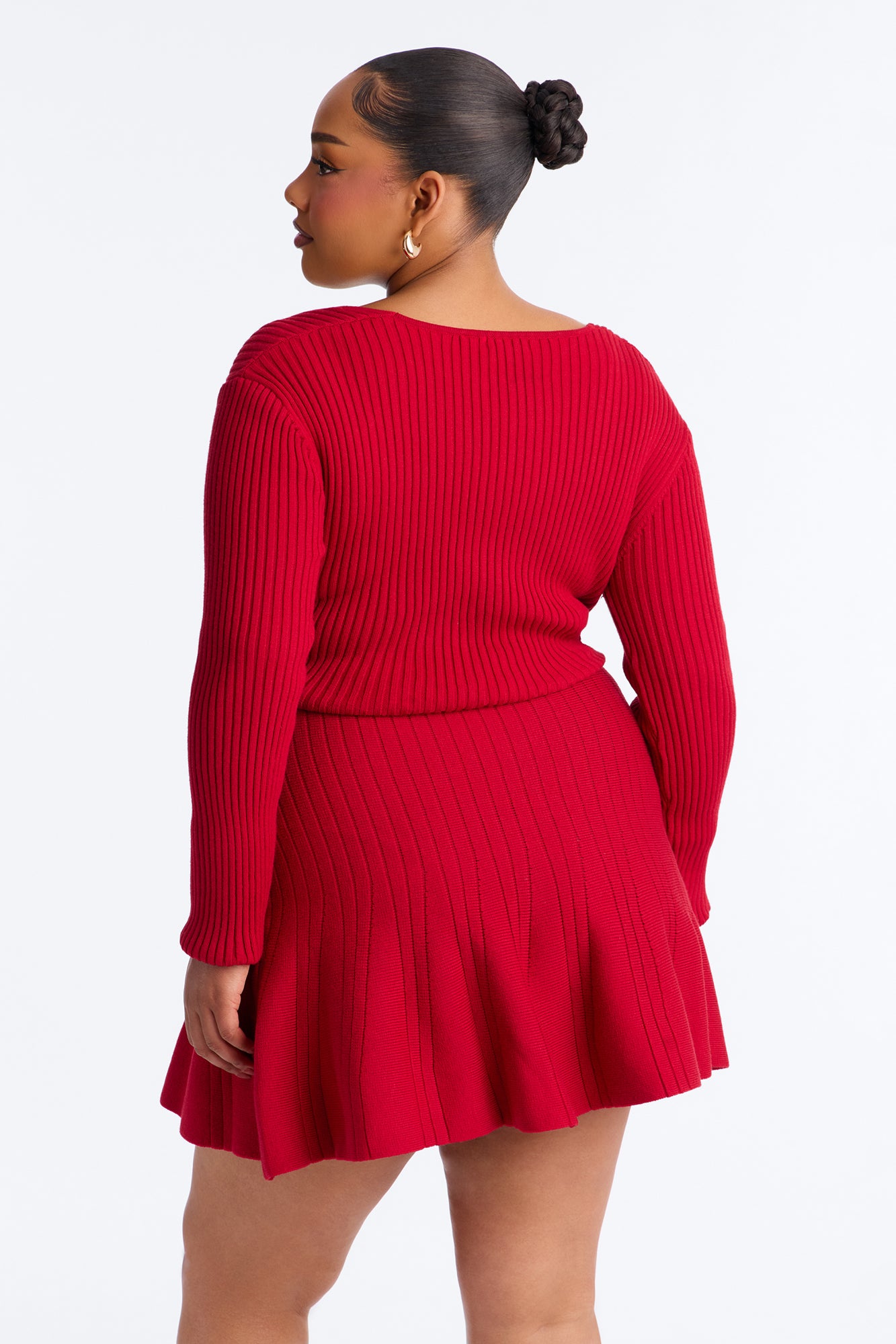 Leona Long Sleeve Sweater Mini Dress - Wine