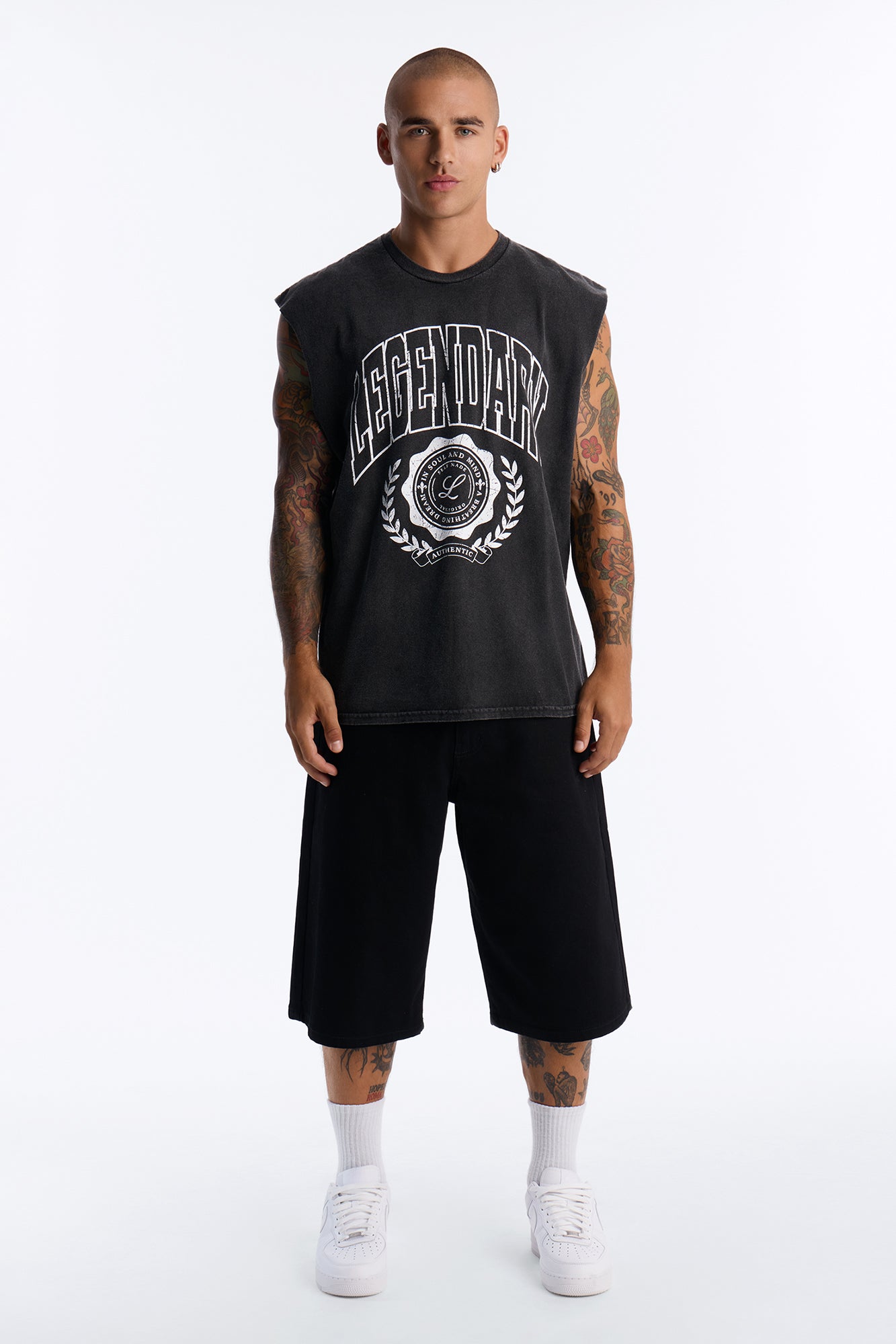 Legendary Vintage Oversized Muscle Tee - Black