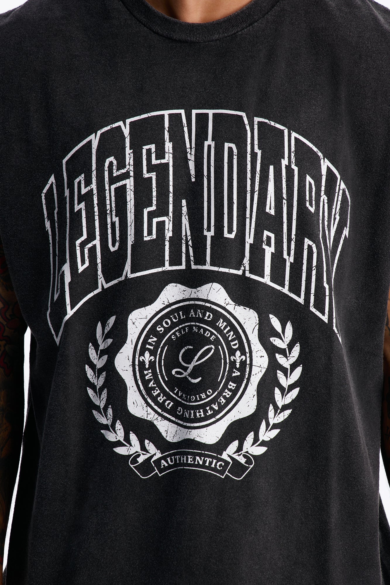 Legendary Vintage Oversized Muscle Tee - Black