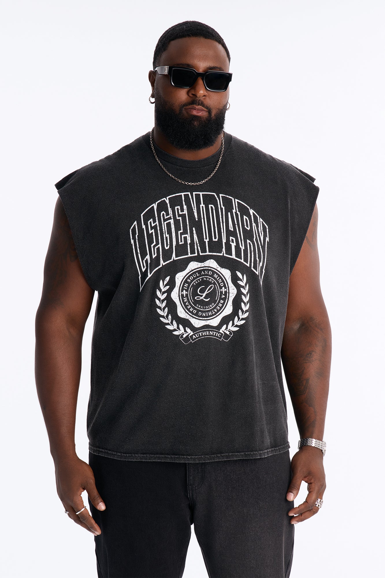 Legendary Vintage Oversized Muscle Tee - Black
