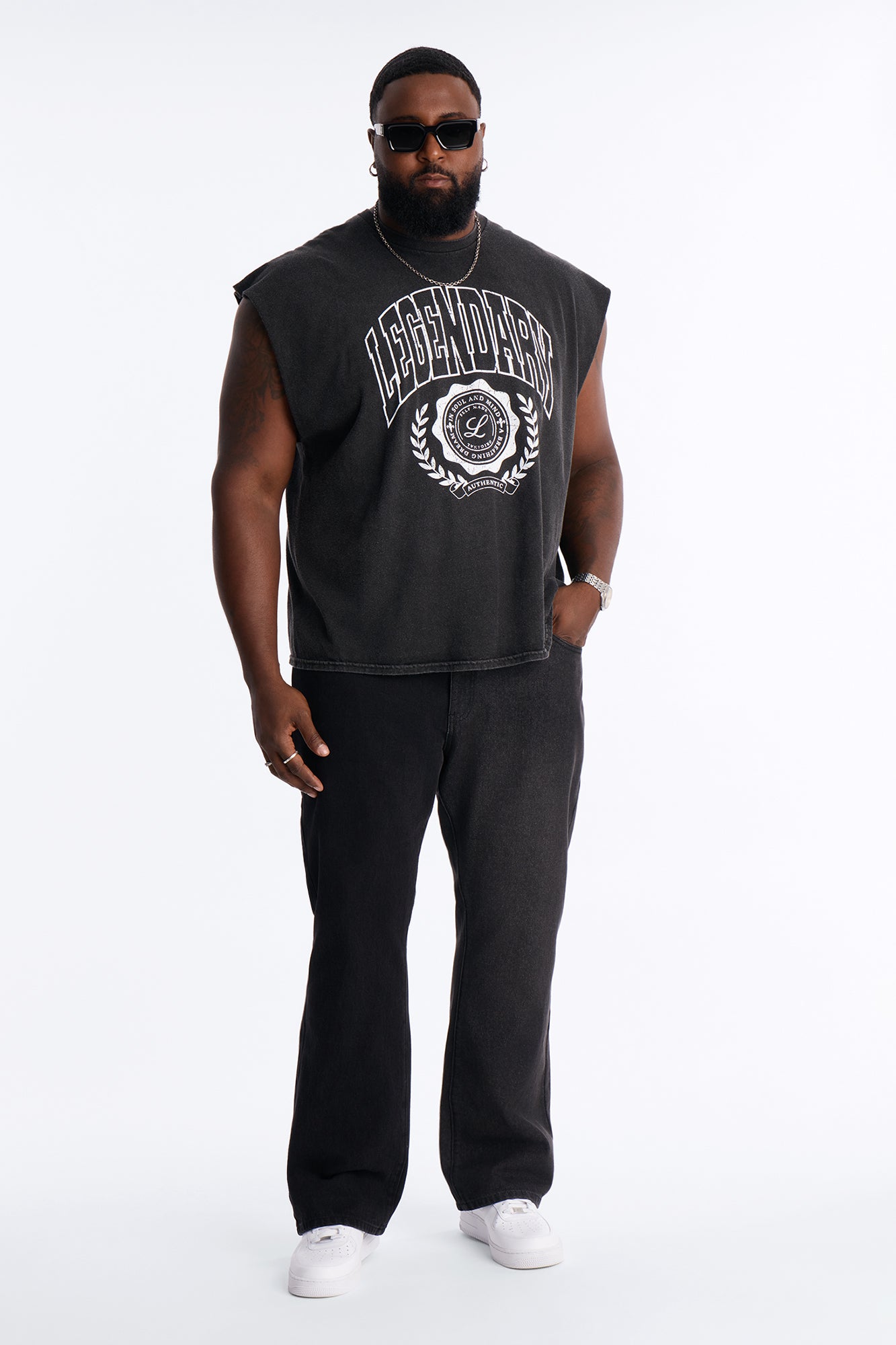 Legendary Vintage Oversized Muscle Tee - Black