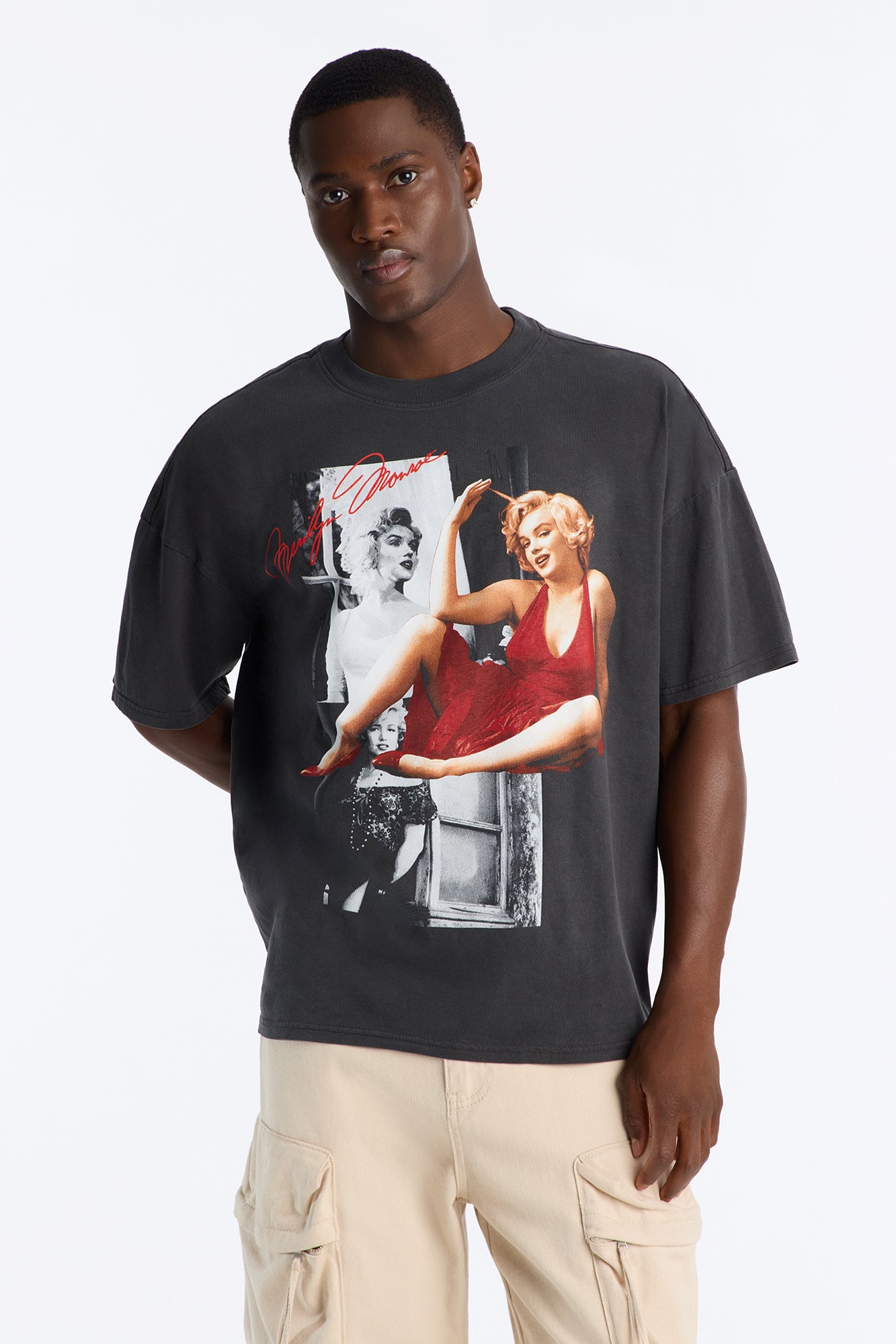 Marilyn Monroe Vintage Boxy Short Sleeve Tee - Black