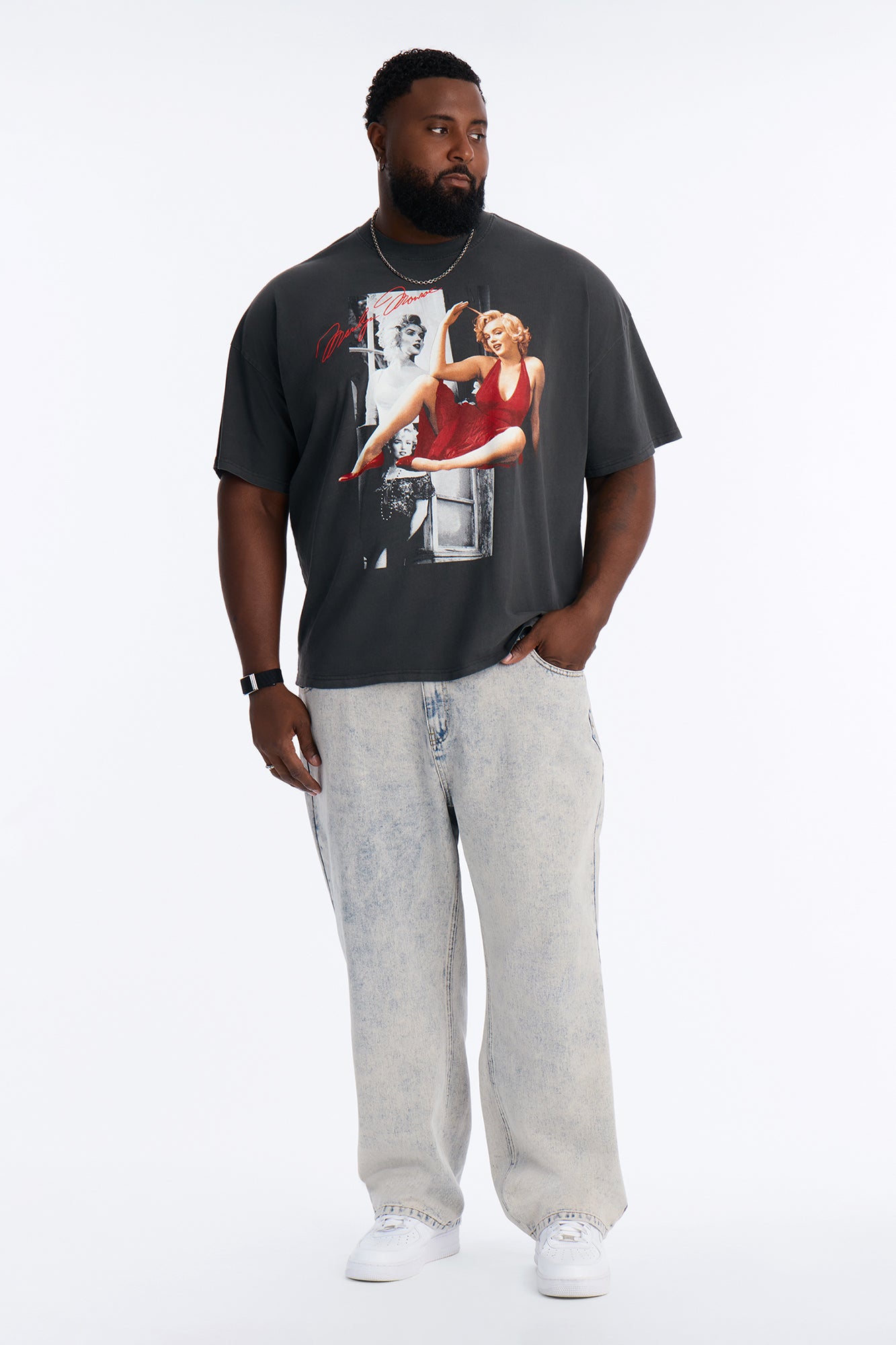 Marilyn Monroe Vintage Boxy Short Sleeve Tee - Black