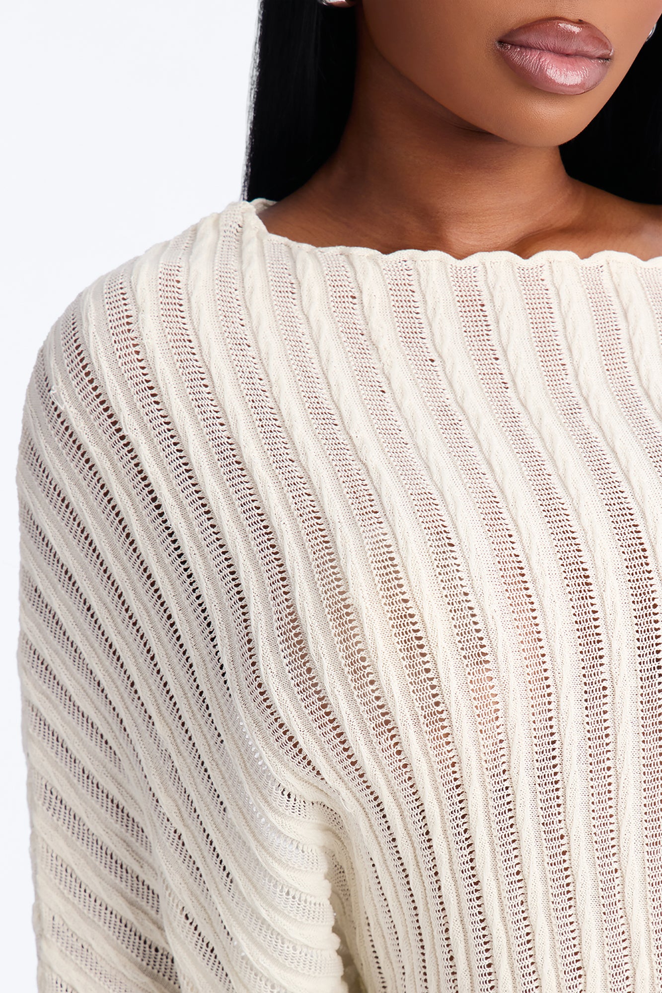 Silent Romance Tie Waist Pullover Sweater - Cream