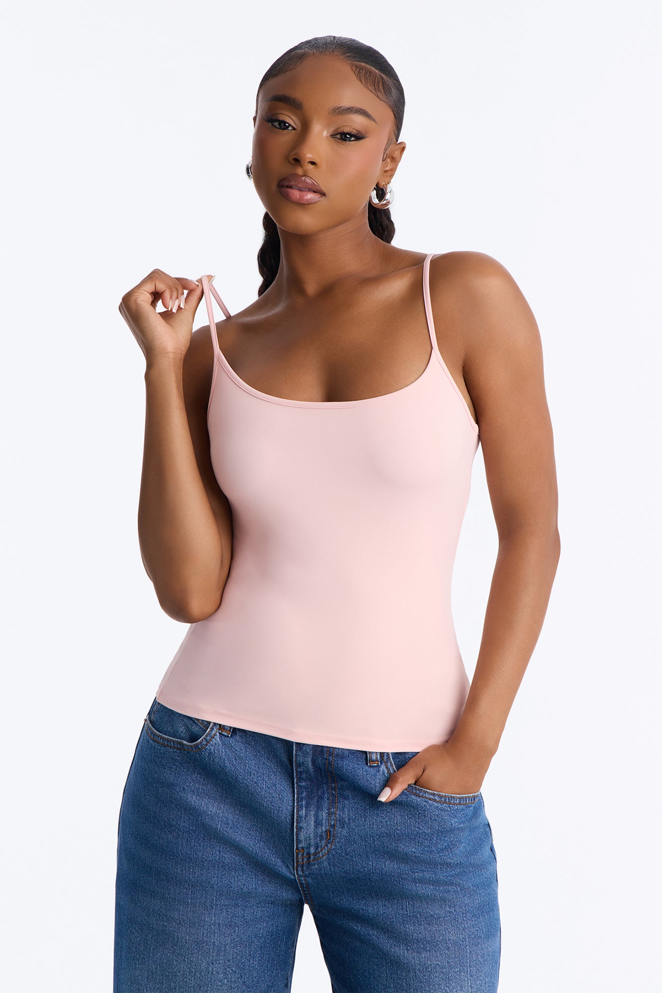 On The Go Spaghetti Strap Tank Top - Light Pink