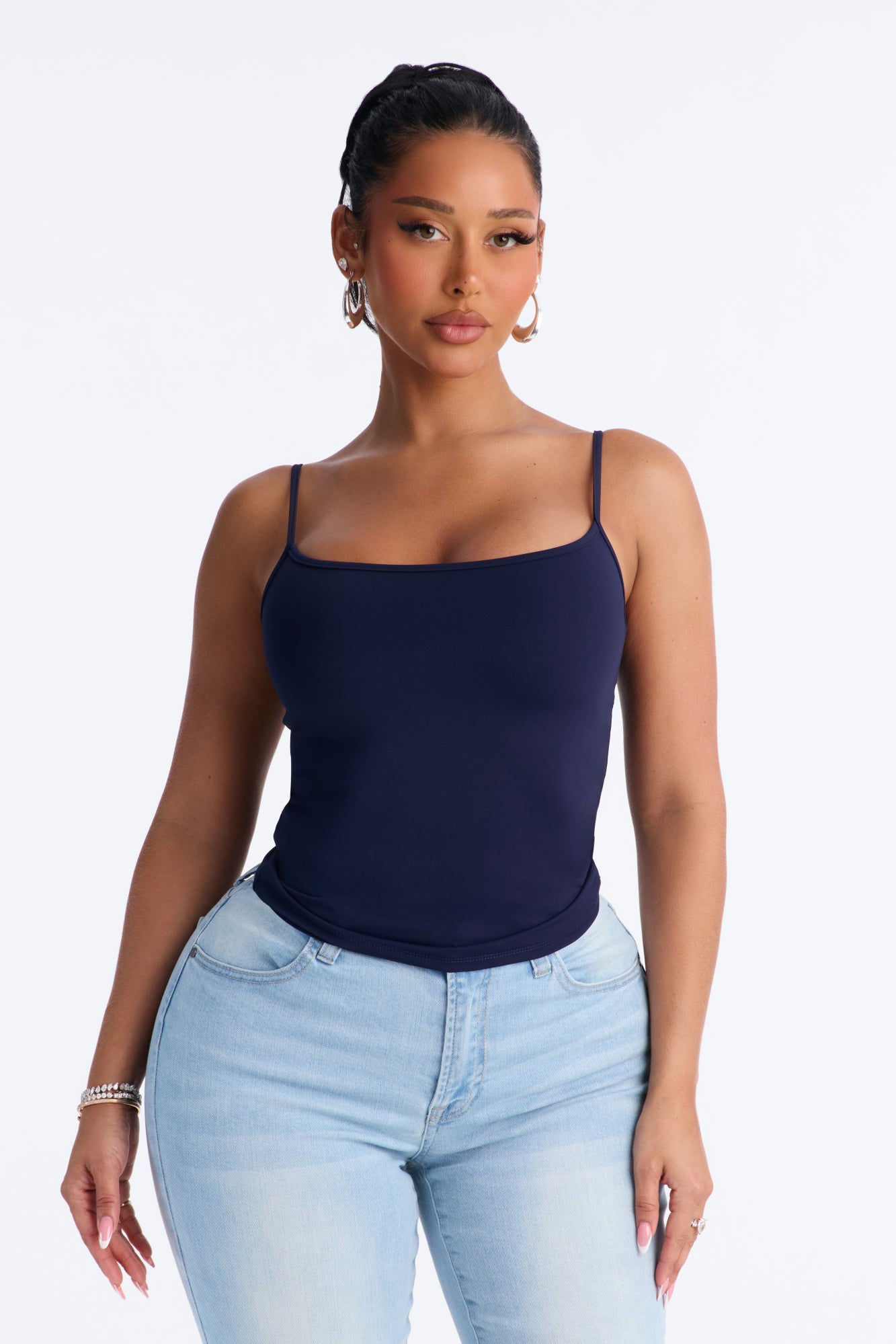 On The Go Spaghetti Strap Tank Top - Navy
