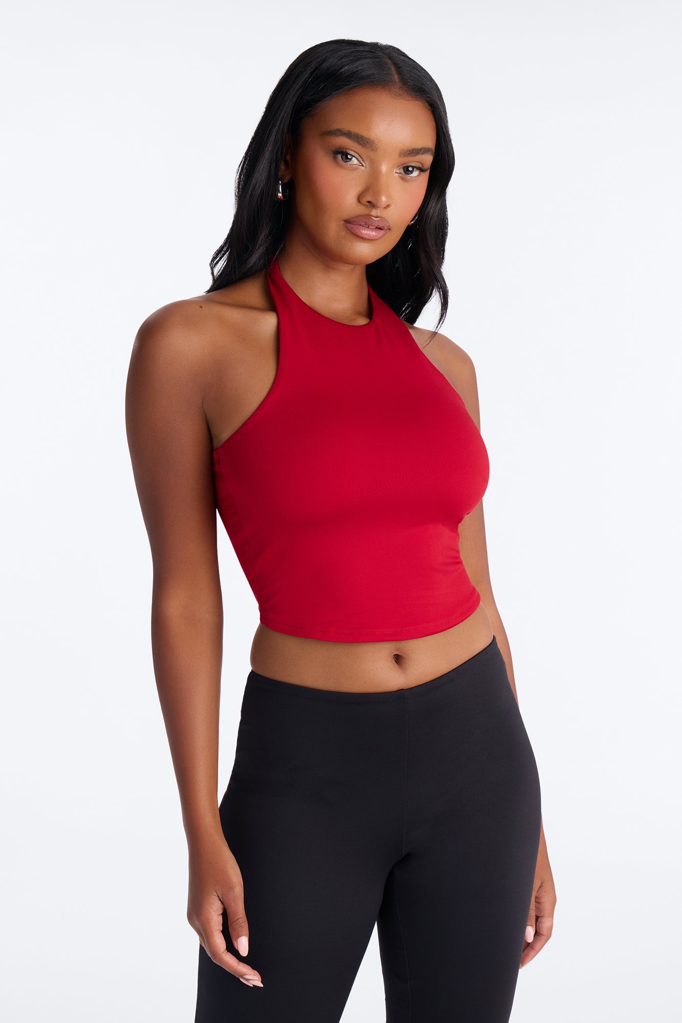 Savannah Seamless Halter Crop Top - Red