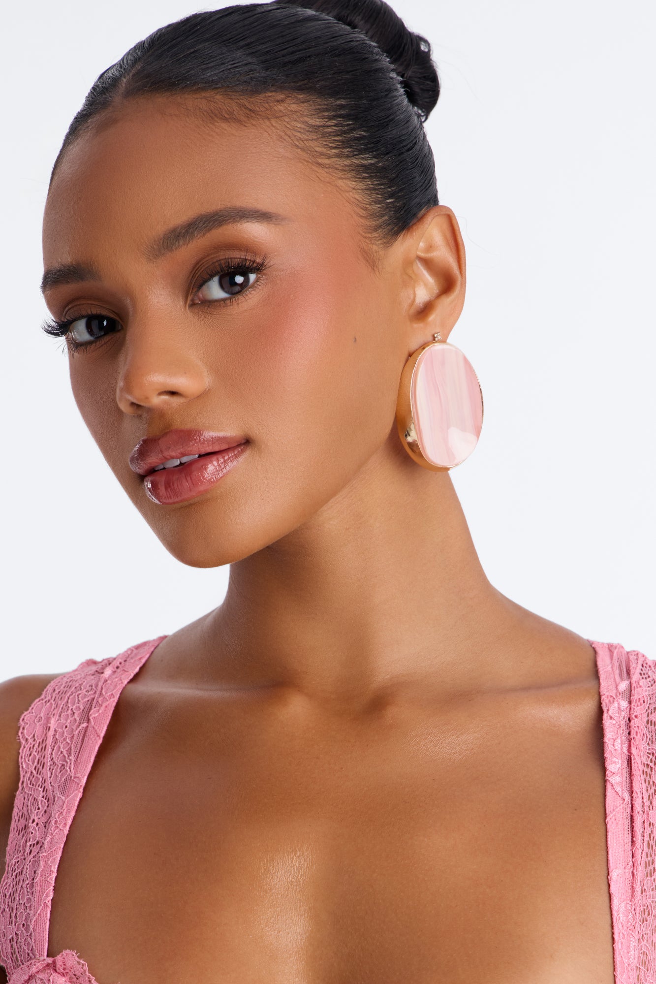 Girls Need Love Earrings - Gold/Pink