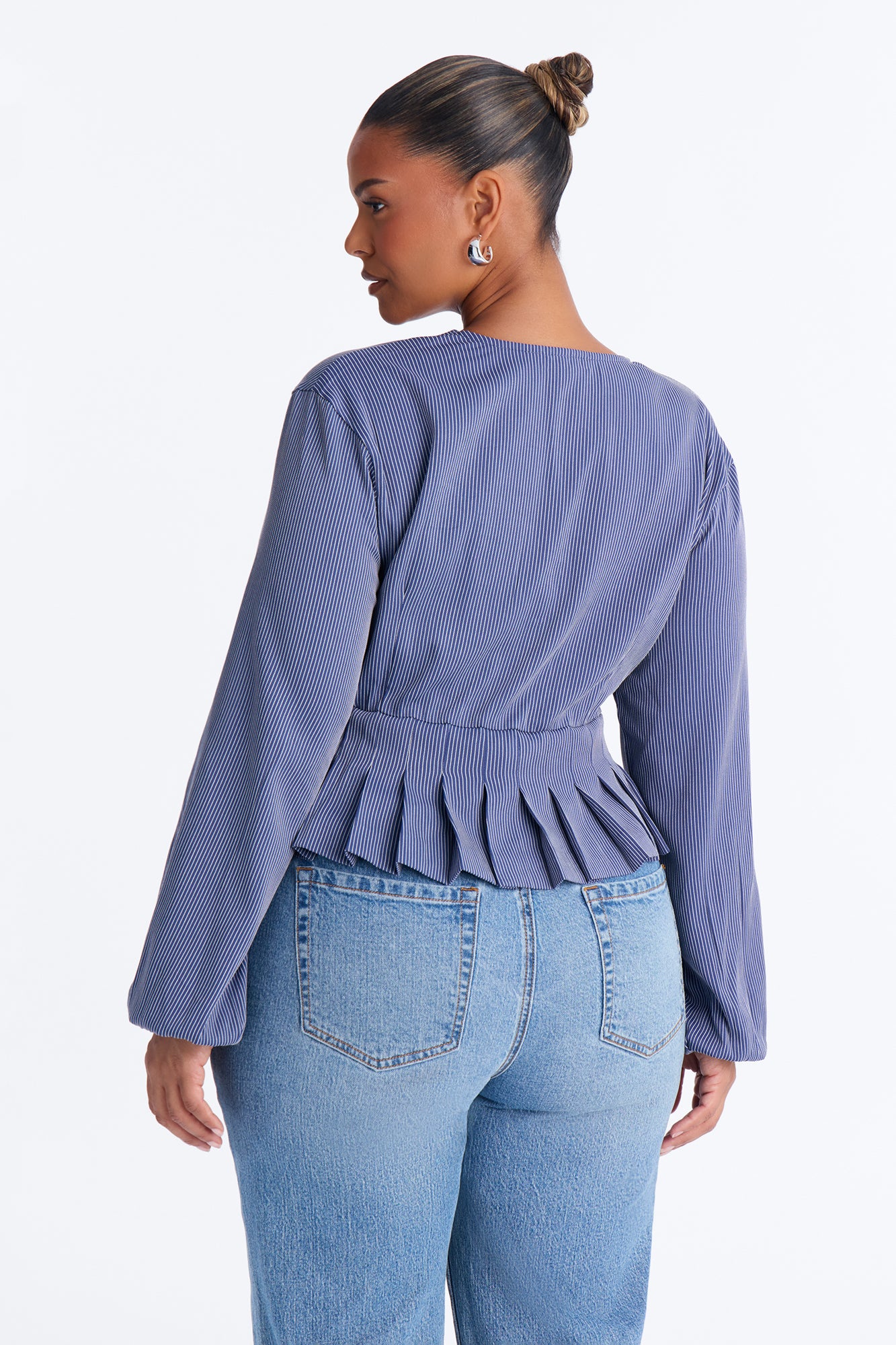 Arielle Tie Long Sleeve Top - Navy/combo