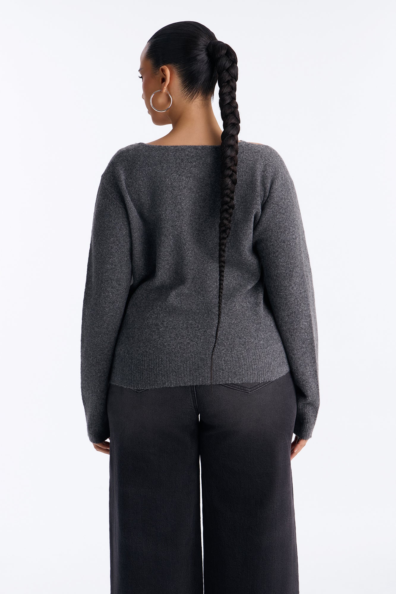 Naya Long Sleeve Button Sweater - Charcoal