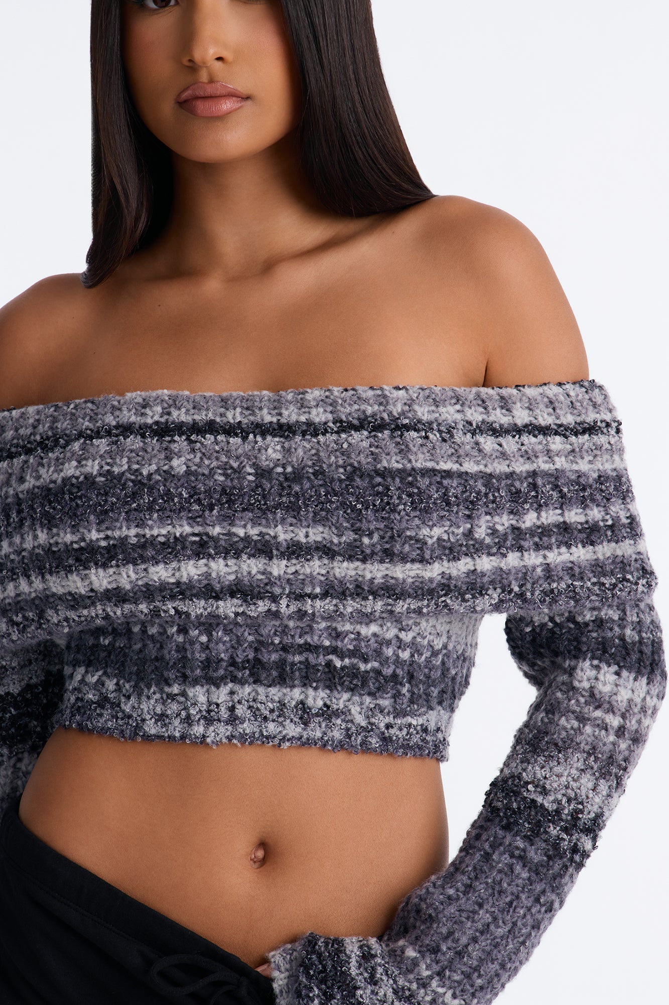 Autumn Leaves Off Shoulder Sweater - Black/combo
