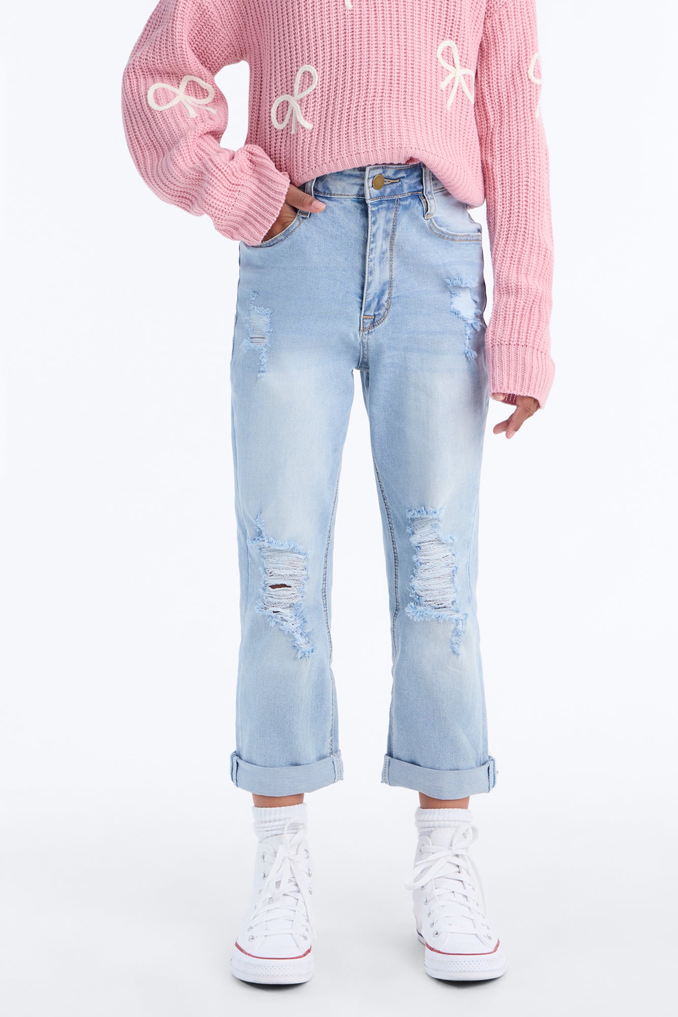 Mini Keep Coming Back Boyfriend Jeans - Light Blue Wash