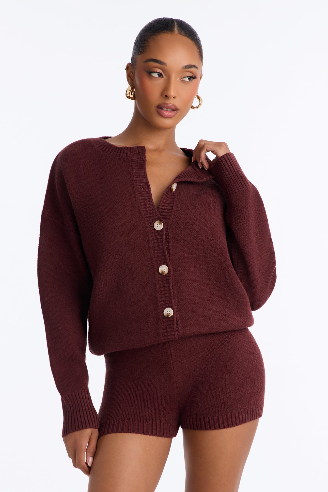 Soft Life Long Sleeve Sweater Romper - Chocolate