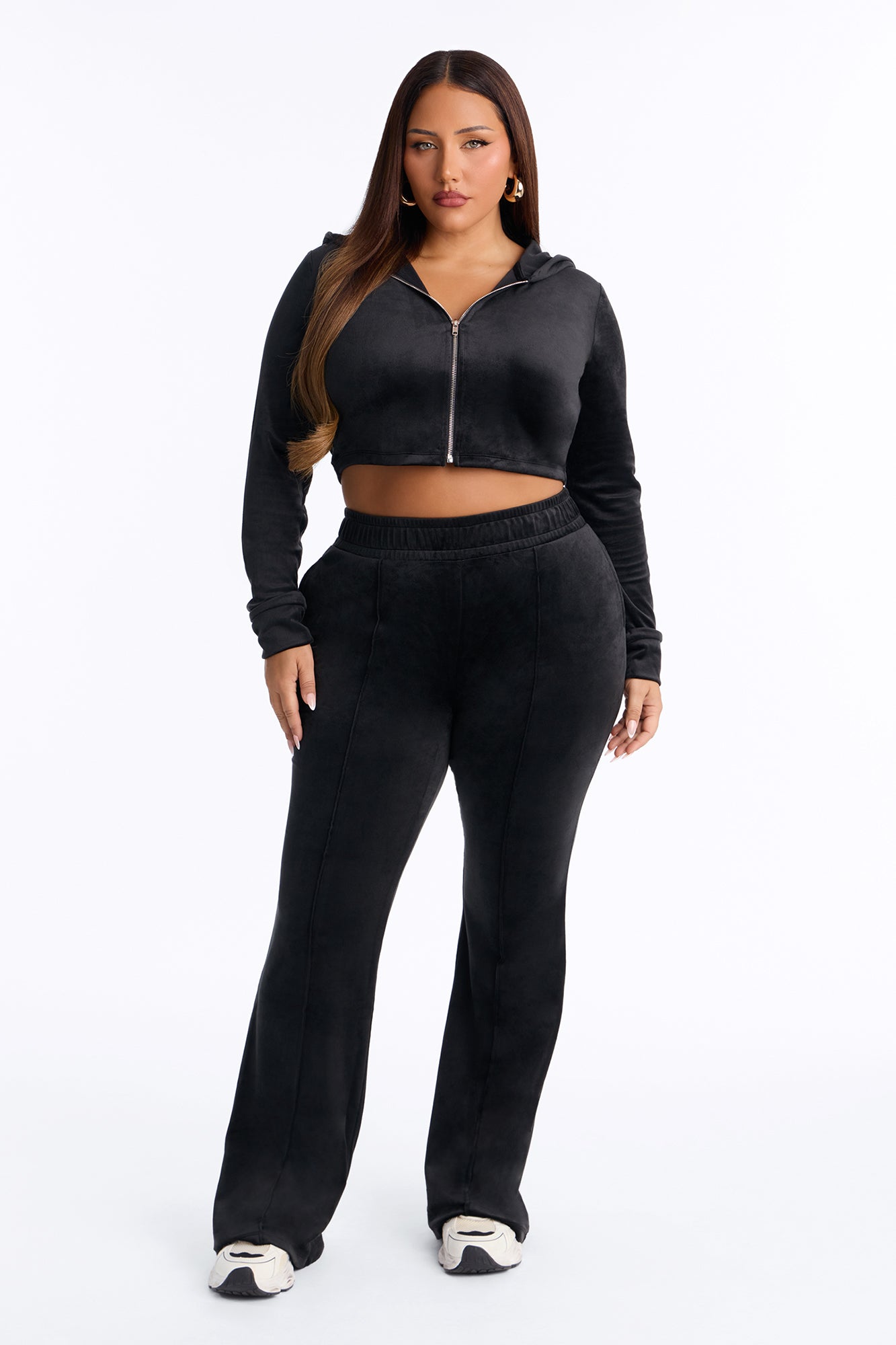 Amelia Velour Pant Set - Black