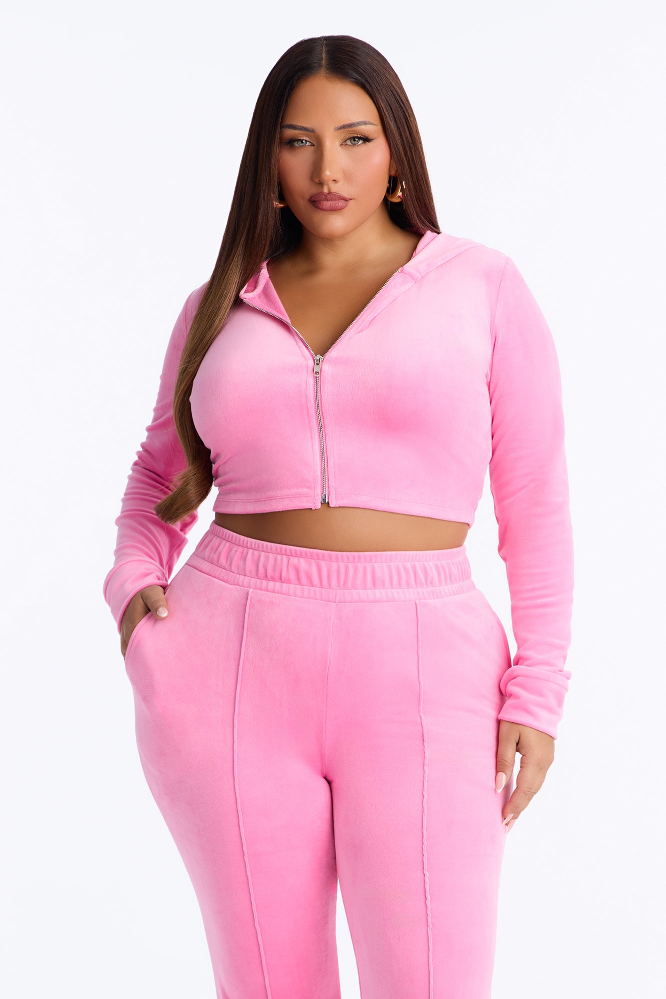 Amelia Velour Pant Set - Pink