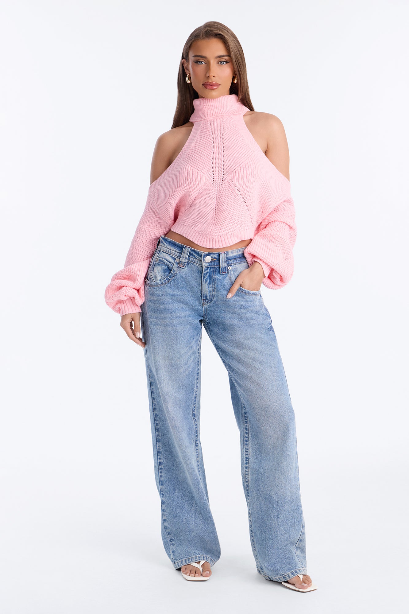 Karasi Cold Shoulder Sweater - Light Pink