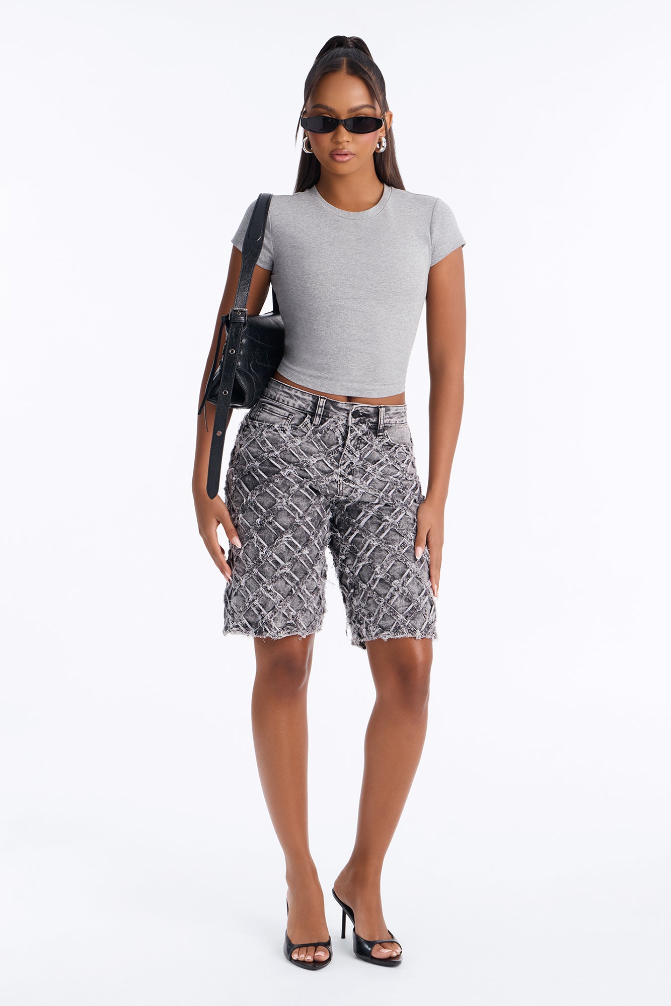 Ribbed Baby Tee Crew Neck - Light Heather Grey