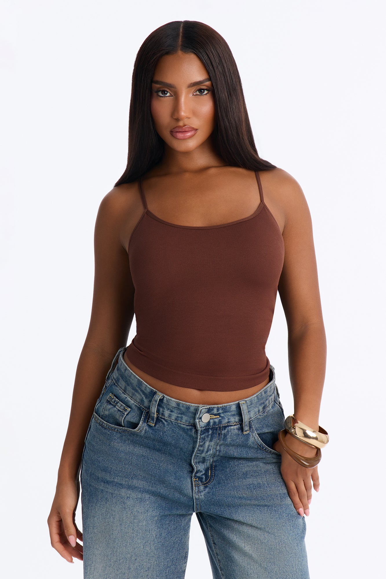 Effortless Energy Built In Bra Seamless Cami - Brown