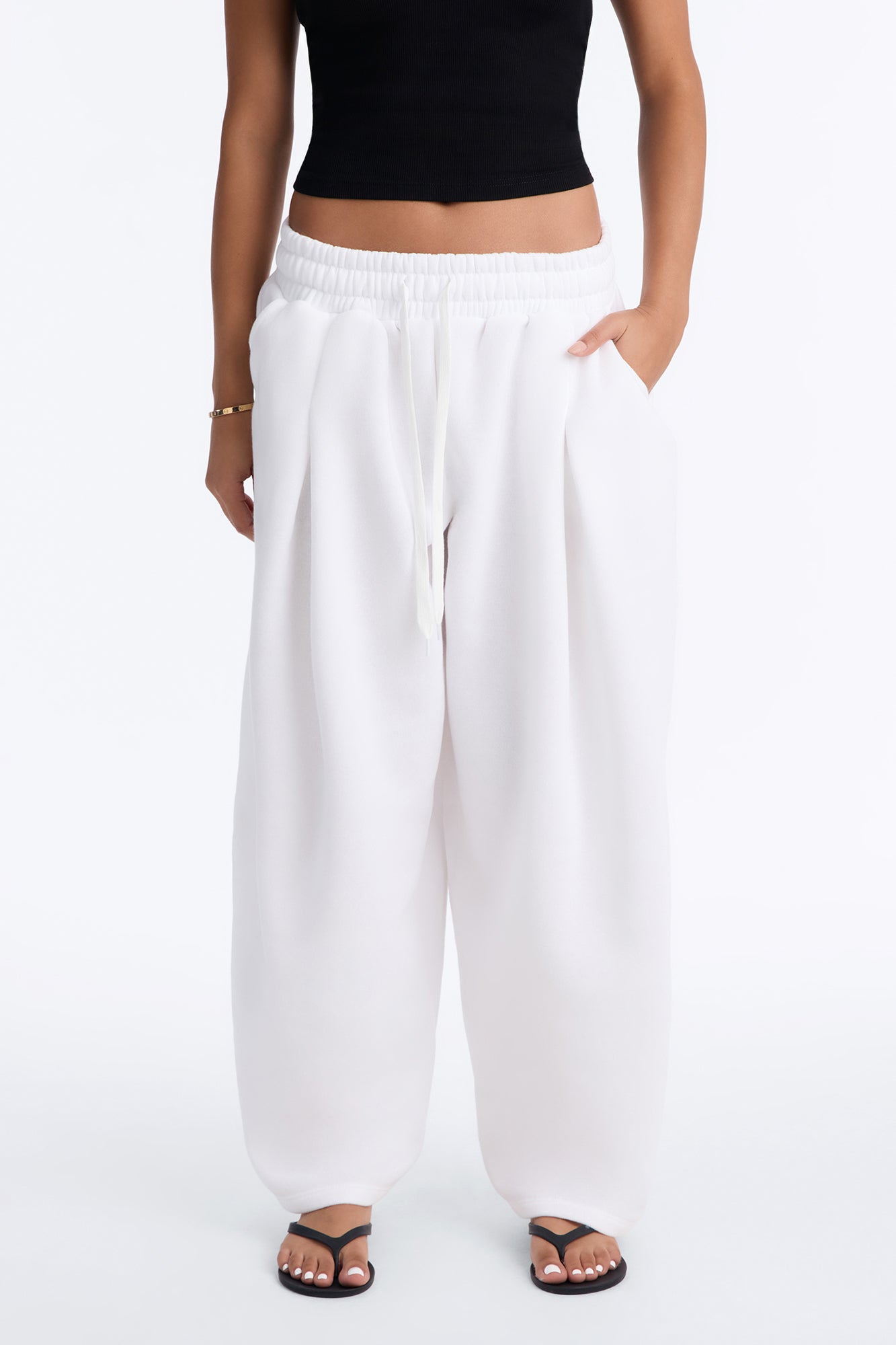 Rachel Barrel Lounge Pant - White