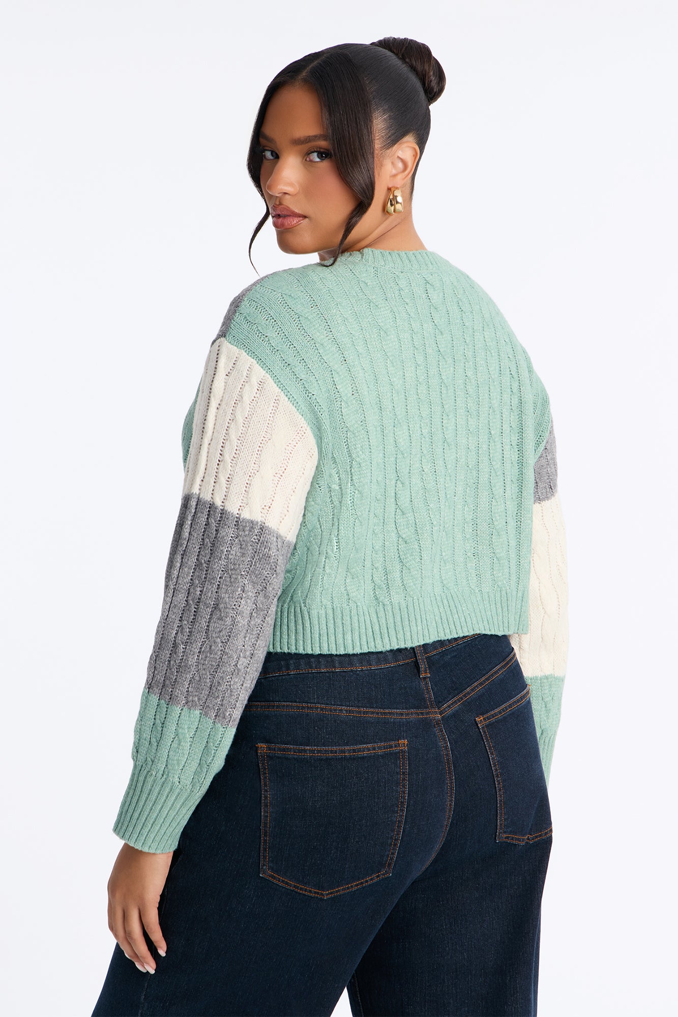 Amari Long Sleeve Cardigan - Sage/combo