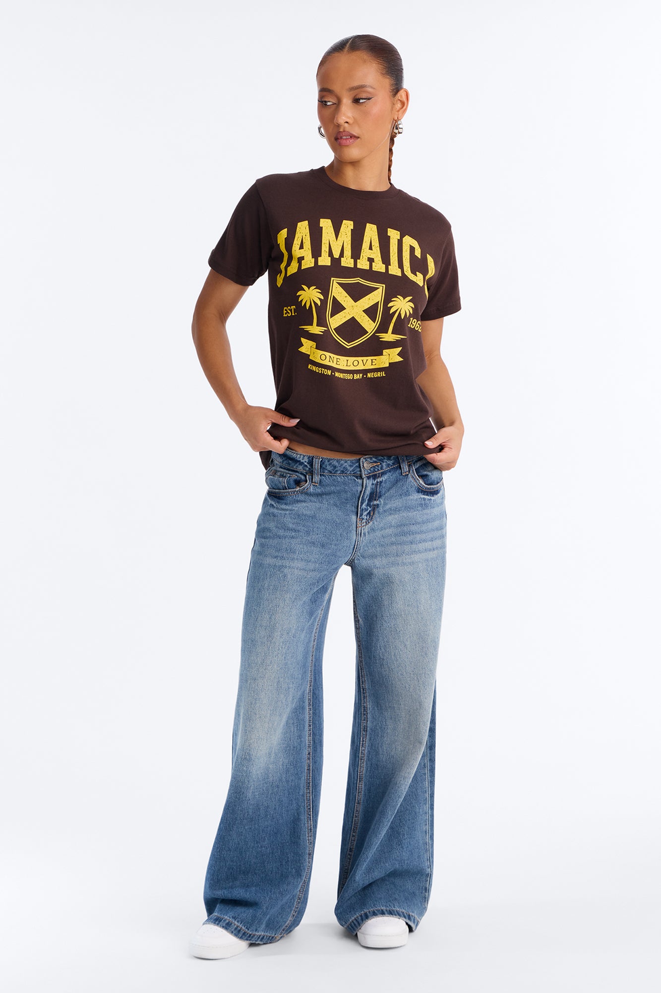 Jamaica One Love Oversized Tee - Brown
