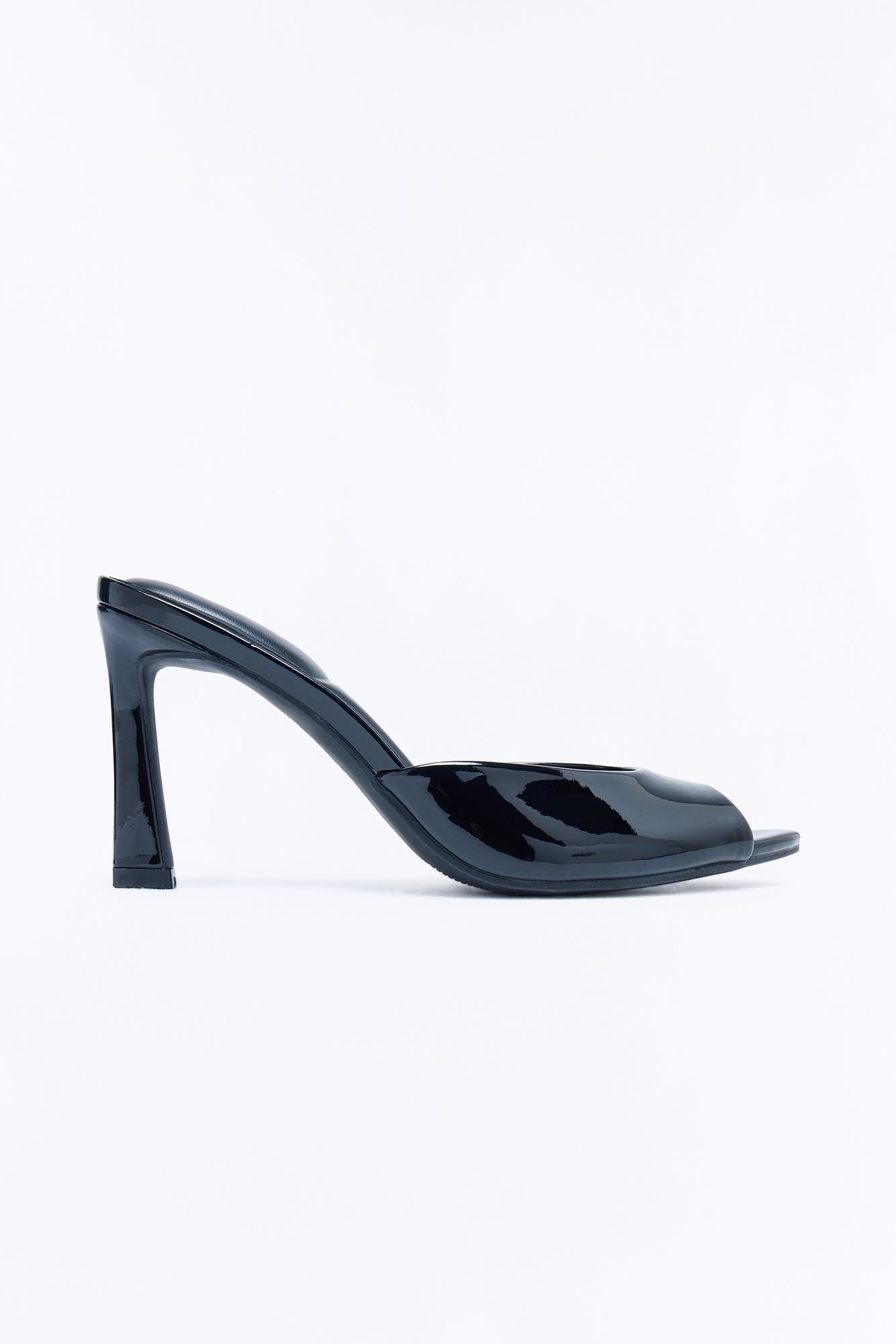 In Control Peep Toe Patent Heels - Black