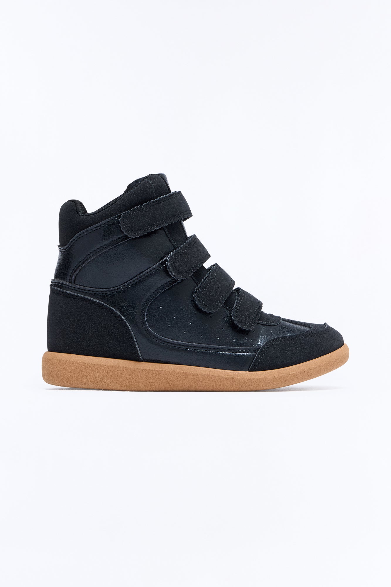 Sleek Step Metallic Wedge Sneakers - Black