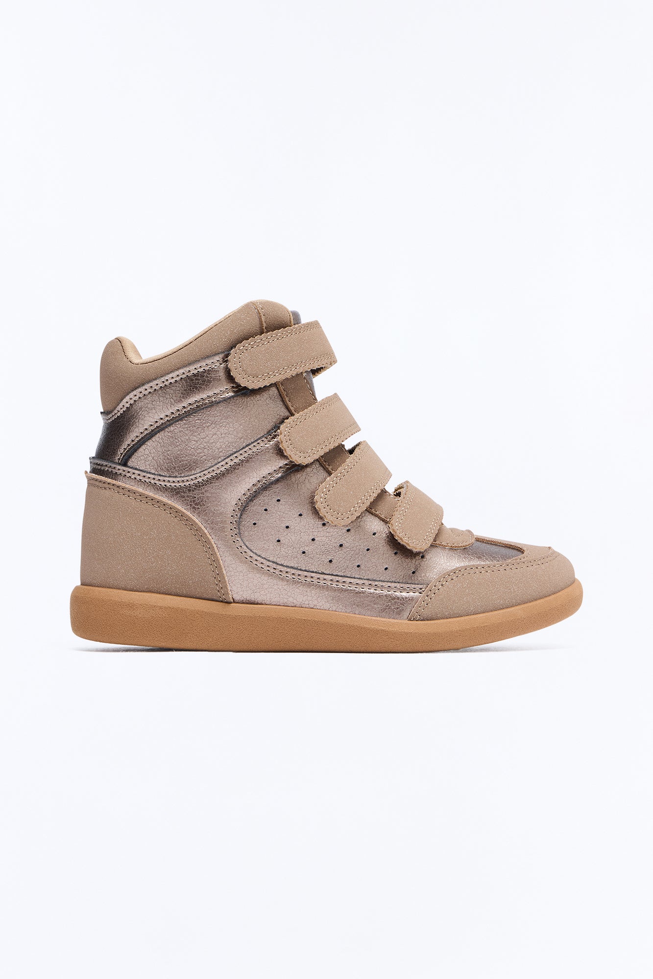 Sleek Step Metallic Wedge Sneakers - Bronze