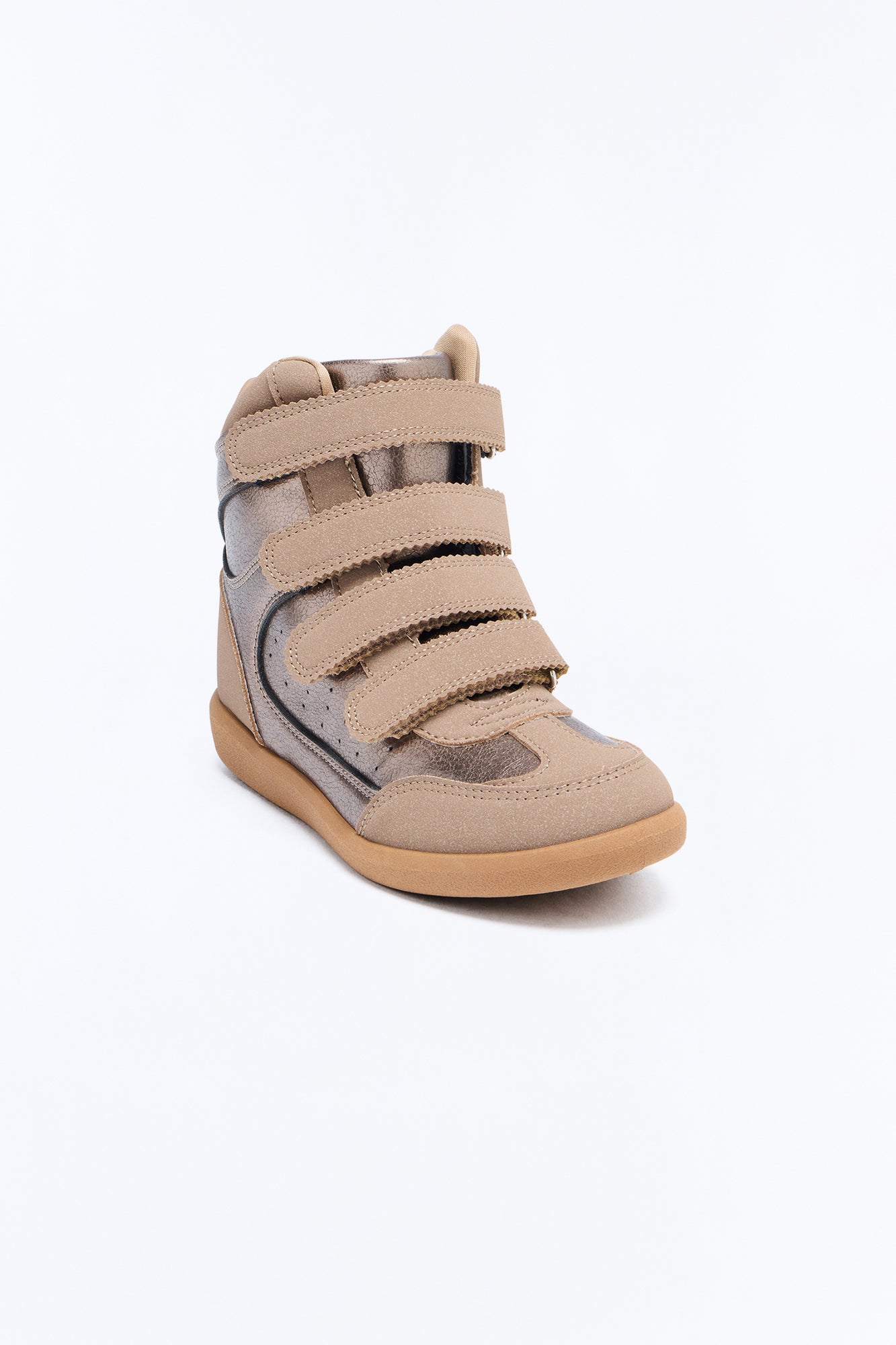 Sleek Step Metallic Wedge Sneakers - Bronze