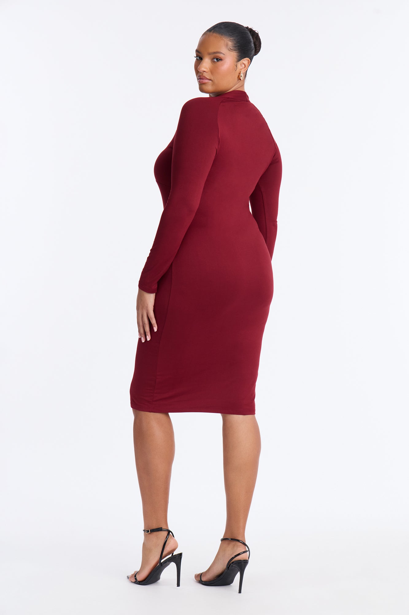 Emily Cross Front Midi Dress - Wine