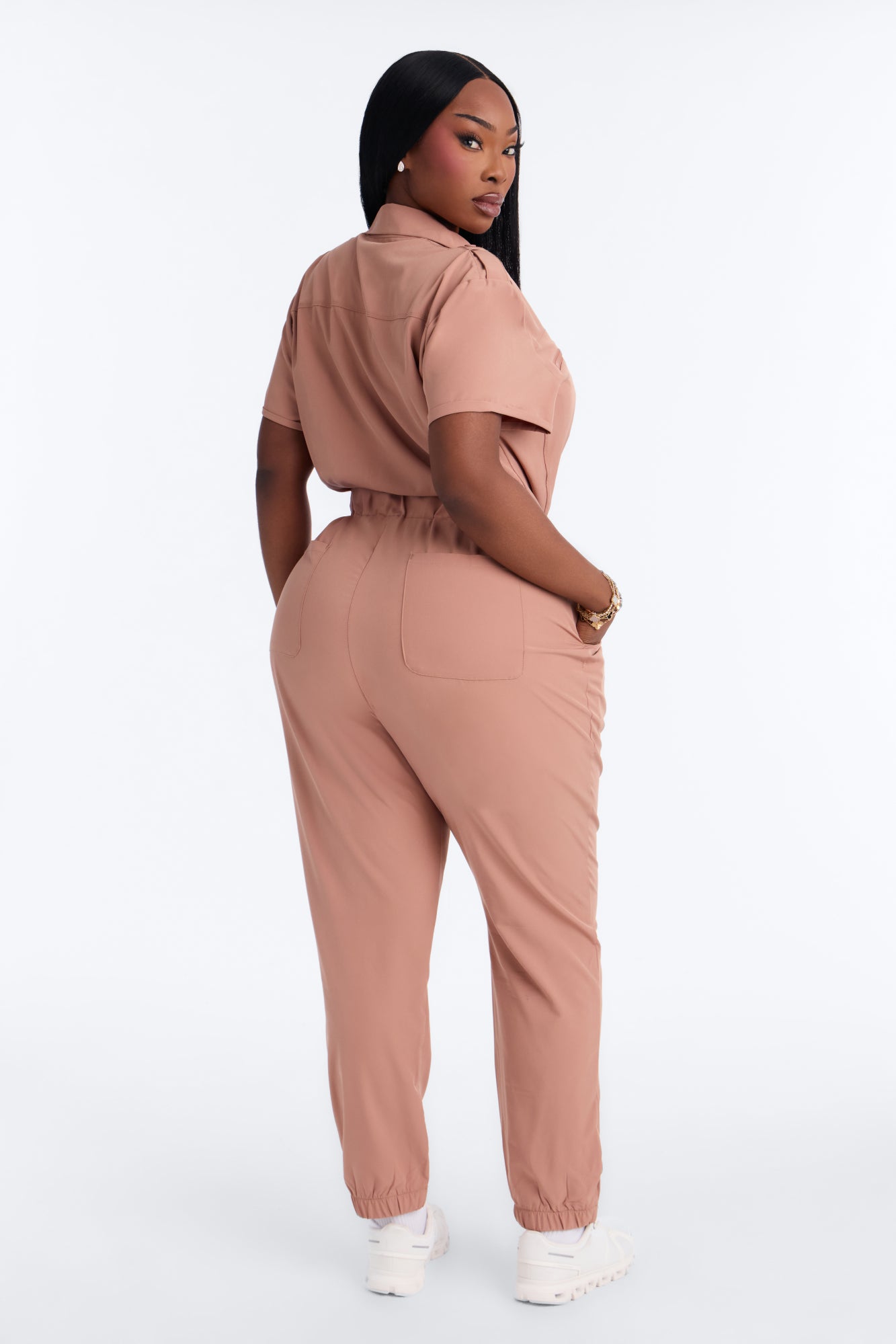 On Call Stretch Uniform Scrub Jumpsuit - Mocha