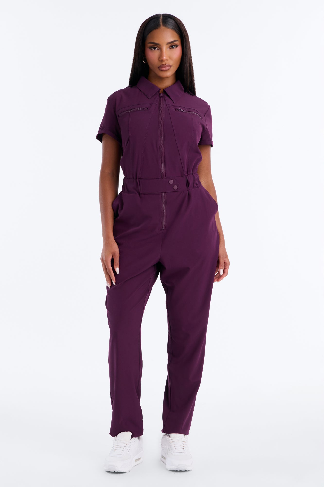 On Call Stretch Uniform Scrub Jumpsuit - Plum