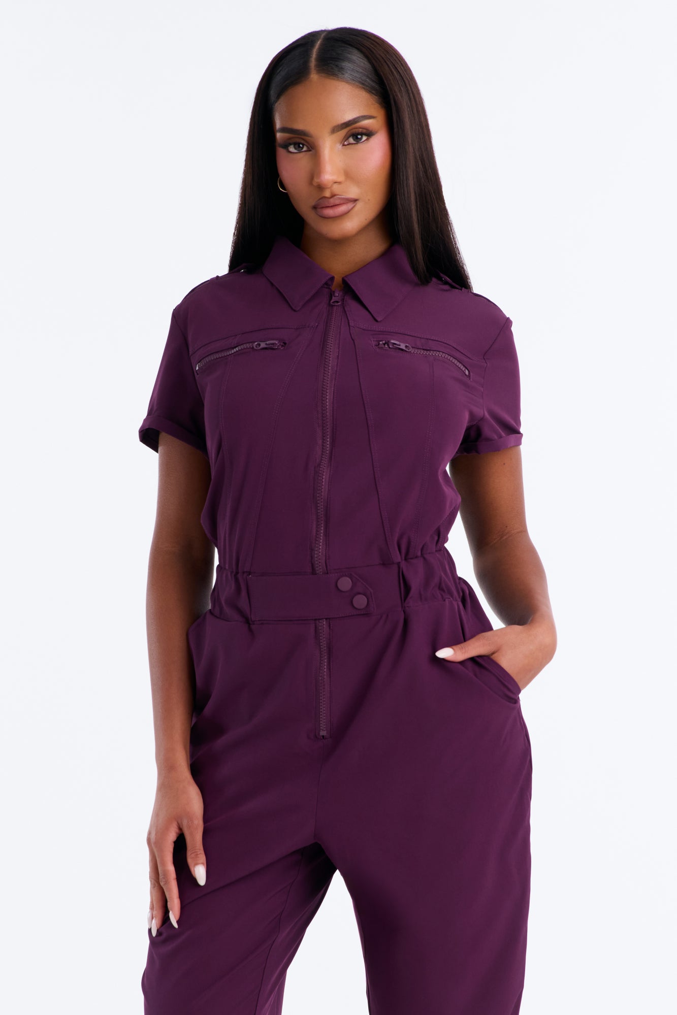 On Call Stretch Uniform Scrub Jumpsuit - Plum