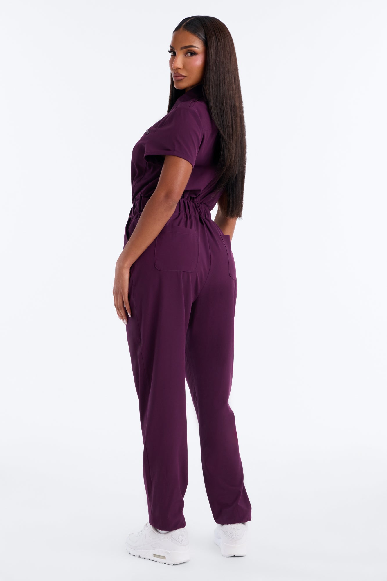 On Call Stretch Uniform Scrub Jumpsuit - Plum