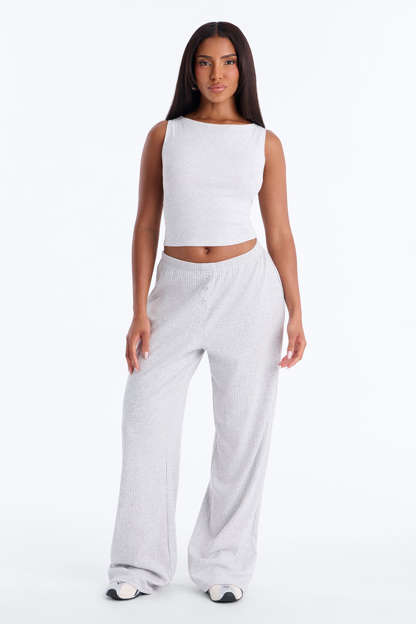 Everyday Chill Ribbed Lounge Pant - Heather Grey