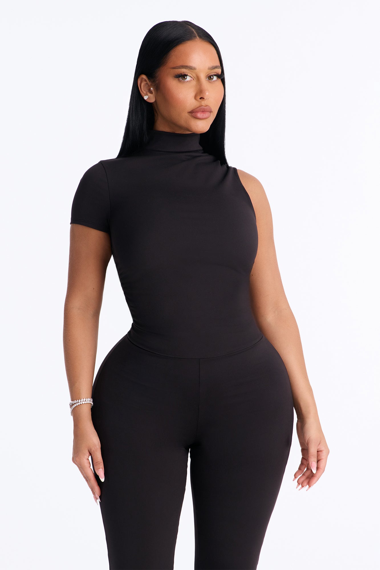 Take The Hint One Sleeve Jumpsuit - Black